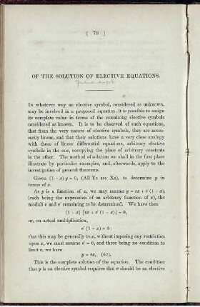 Of the solution of elective equations