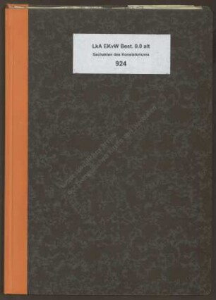 Aktenverzeichnis des Konsistoriums, Generalakten der reponierten Registratur (aufgestellt von Dr. Ludwig Koechling)