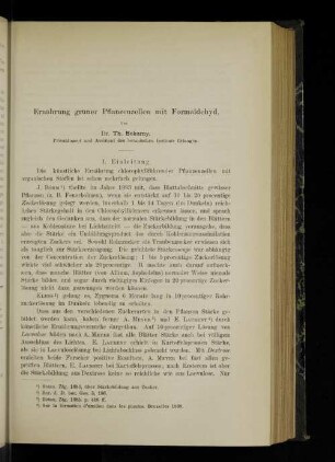Ernährung grüner Pflanzenzellen mit Formaldehyd