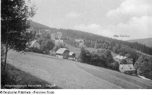 Bärenfels (Altenberg-Bärenfels). Ortsteilansicht mit Altem Forsthaus (Oberförsterei)
