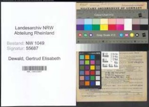 Entnazifizierung Gertrud Elisabeth Dewald , geb. 06.04.1920 (Saeuglingsschwester)