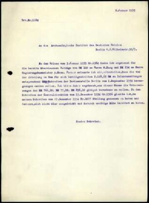 G. Karo an DAI Zentrale