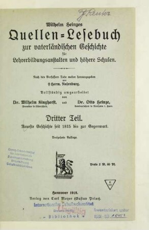 Teil 3: Neueste Geschichte seit 1815 bis zur Gegenwart