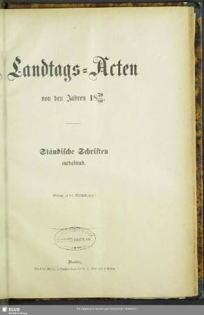 1879/80: Landtags-Akten / Ständische Schriften