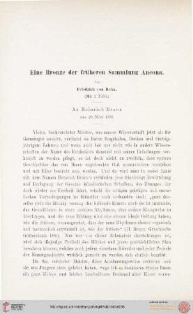 3: Eine Bronze der früheren Sammlung Ancona : an Heinrich Brunn zm 20.März 1893