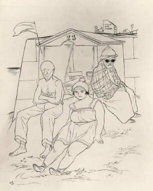 Karikatur (Badegäste am Strand)