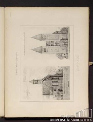 Blatt 1. Entwurf zu einer romanischen Kapelle. Choransicht. Entwurf für eine romanische Kirche.