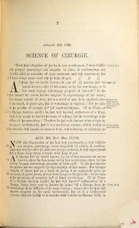 Science of cirurgie : from the Bodleian Ashmole ms. 1396 (ab. 1380 A. D.)