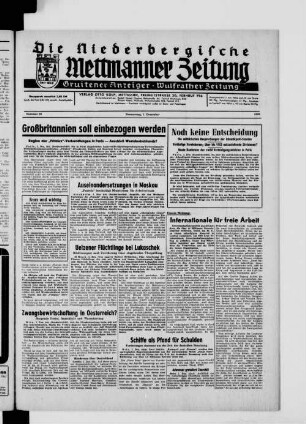 Die Niederbergische Mettmanner Zeitung. 1941-1950