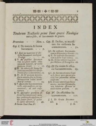 Tomi Quarti. Tractatus Primus de Sacramentis in Genere