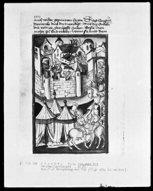 Weltchronik des Jansen Enikel — Belagerung von Rom, Folio 69verso
