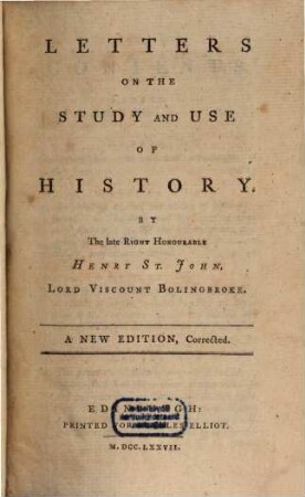 Letters on the study and use of history