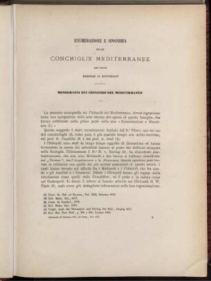 Enumerazione E Sinonimia Delle Conchiglie Mediterranee