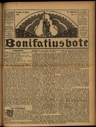 Erste Ausgabe vom Sonntag, den 11. April 1926.