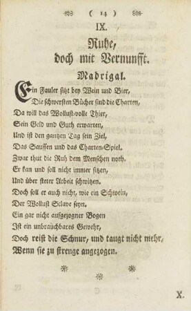 IX. Ruhe, doch mit Vernunfft.