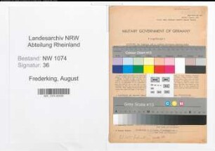 Entnazifizierung August Frederking , geb. 04.08.1900 (Lehrer)