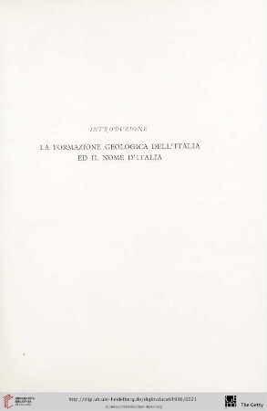 Introduzione: La formazione geologica dell'Italia ed il nome d'Italia
