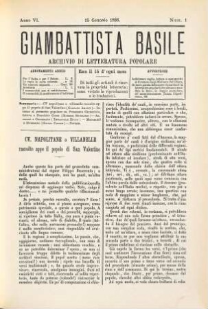Giambattista Basile : archivio di letteratura popolare e dialettate. 6. 1888