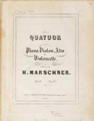 Quatuor : pour piano, violon, alto et violoncelle ; oeuv. 158