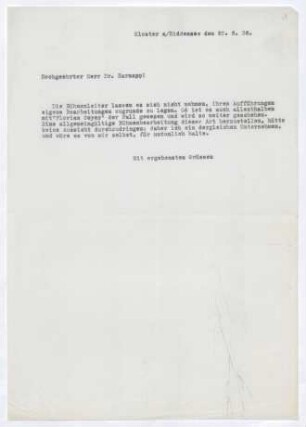 Brief von Gerhart Hauptmann an A. Harnapp