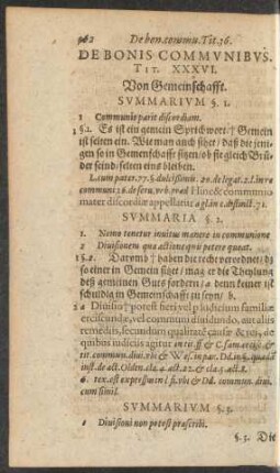 De Bonis Communibus. Tit. XXXVI. Von Gemeinschafft.