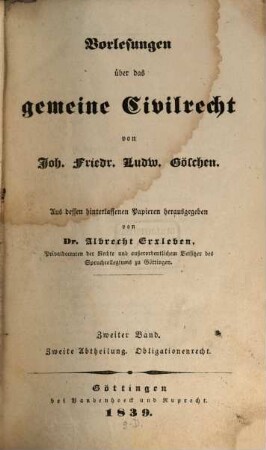 Vorlesungen über das gemeine Civilrecht, 2,2. Obligationenrecht