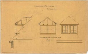 Billing, Hermann; Esslingen, Mühlberger Str. 29 (früher Panoramastr.); Haus Schwarz - Dachgaube, Rückfassade (Ansicht; Schnitt)