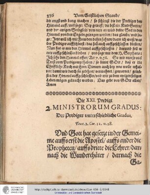 Die XXI. Predigt 2. MINISTRORUM GRADUS. Der Prediger unterschiedliche Gradus.
