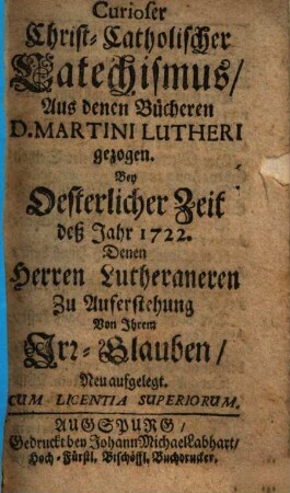 Curioser Christ-Catholischer Catechismus