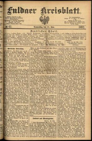 Ausgabe vom Donnerstag, den 26. Mai 1892.