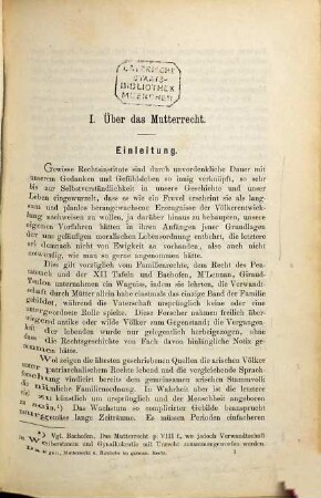 Mutterrecht und Raubehe und ihre Reste im germanischen Recht und Leben