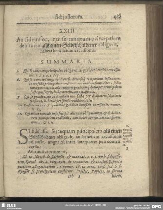 XXIII. An fideiussor, qui se tanquam principalem debitorem, als einen Selbstschuldener obligavit, habeat beneficium excussionis