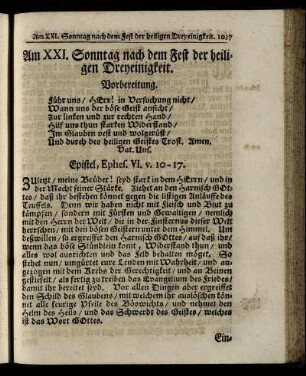 Am XXI. Sonntag nach dem Fest der heiligen Dreyeinigkeit – Am XXIII. Sonntag nach dem Fest der heiligen Dreyeinigkeit