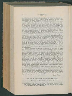 Libros y folletos recibidos en Junio
