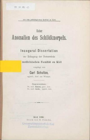 Ueber Anomalien des Schildknorpels
