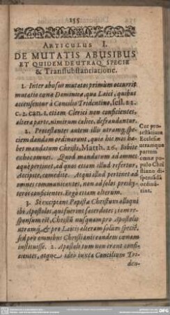 Articulus I. De Mutatis Abusibus Et Quidem De Utraque Specie & Transsubstantiatione
