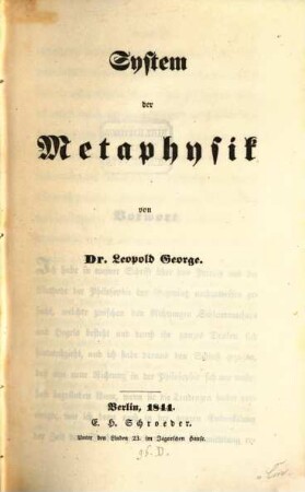 System der Metaphysik