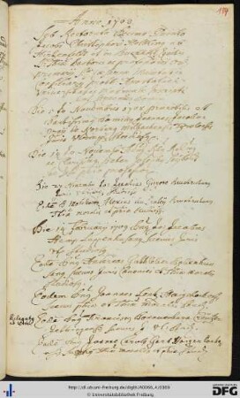 [fol. 184] Rektorat Jakob Christoph Helbling 1708/09