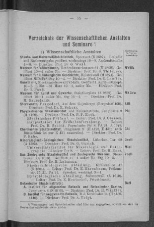 Verzeichnis der Wissenschaftlichen Anstalten und Seminare