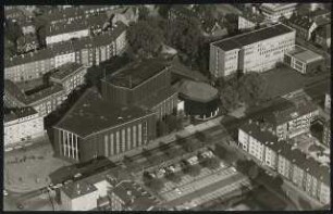 Kammerspiele (später: Schauspielhaus), Bochum: Luftansicht Schauspielhaus und Kammerspiele Nordwesten