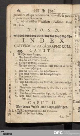 Index Capitum Et Paragraphorum.