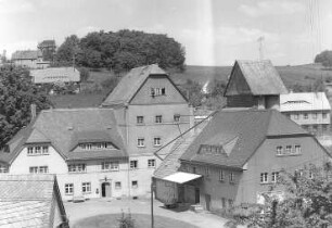 Obercunnersdorf-Kottmarsdorf?. Ortsansicht mit Windmühle, während der Instandsetzung