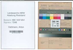 Entnazifizierung Anton Dahlmann , geb. 30.08.1899 (Kaufmann)