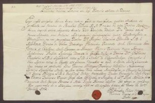 Taufzeugnis des Johann Philipp Franz von Kesselstatt (geboren am 18. September 1754).