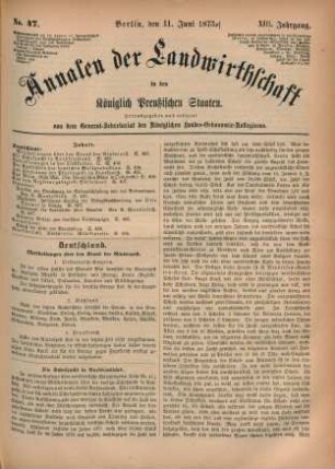 No. 47. Berlin, den 11. Juni 1873. XIII. Jahrgang.