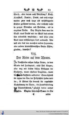 VII. Der Reim auf dem Theater.