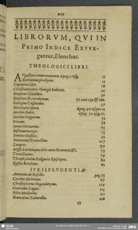 Librorum, Qui In Primo Indice Expurgantur, Elenchus