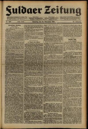 Erste Ausgabe vom Samstag, den 14. Dezember 1912.