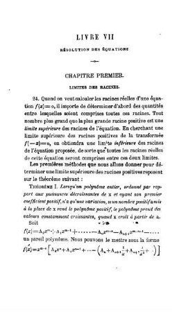 Livre VII. Résolution des Équations.