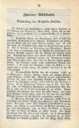 Zweiter Abschnitt. Eintheilung der Geschäfts-Aufsätze.